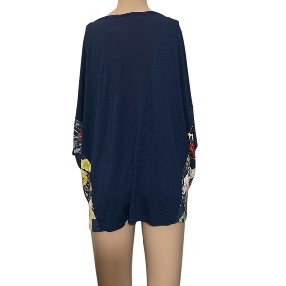 Desigual Navy Blue Tunic with Floral Accents - Picture 2 of 5